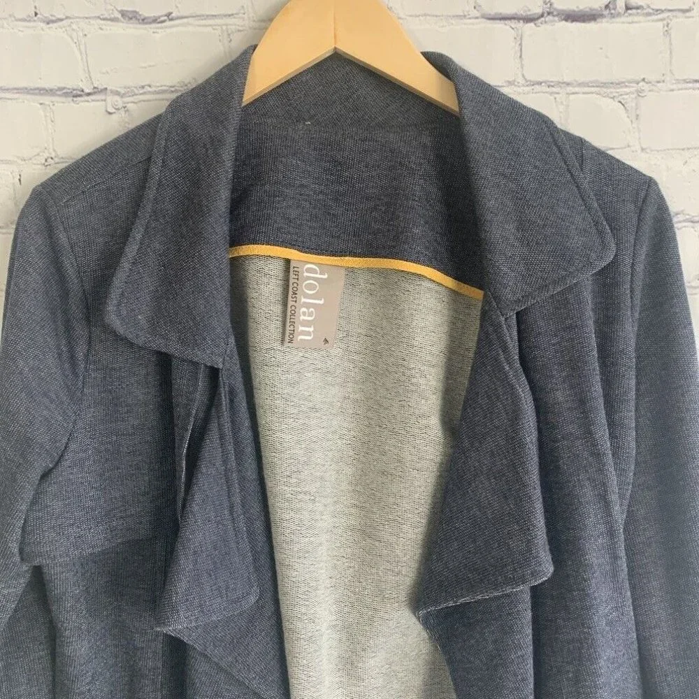Anthropologie Dolan Chambray Open Cardigan Size Medium Jacket Blue Roll - Picture 5 of 10